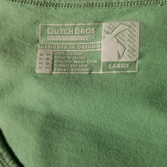 Mens Dutch Bros Lime Green Tank Top Tee Size Large - Picture 3 of 3